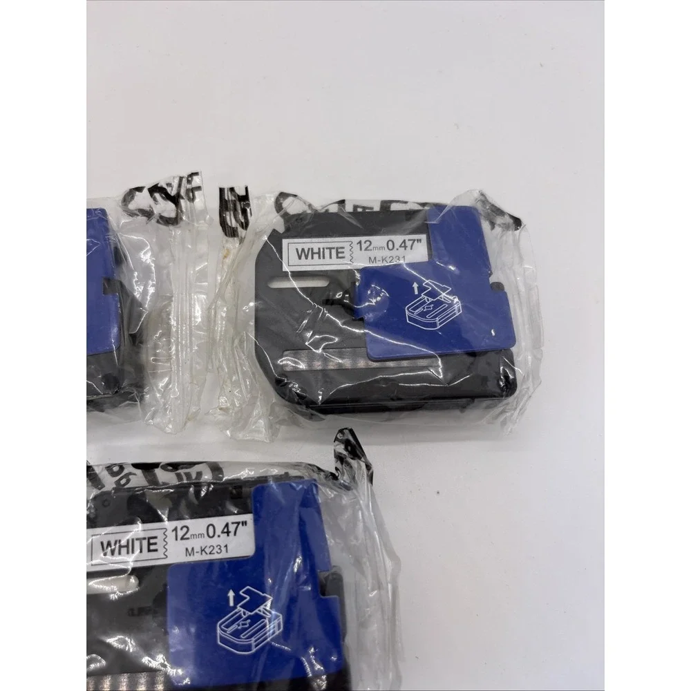 Great Team 3pk Label Maker Tape 12mm fits Brother M-K231 P-Touch Black White